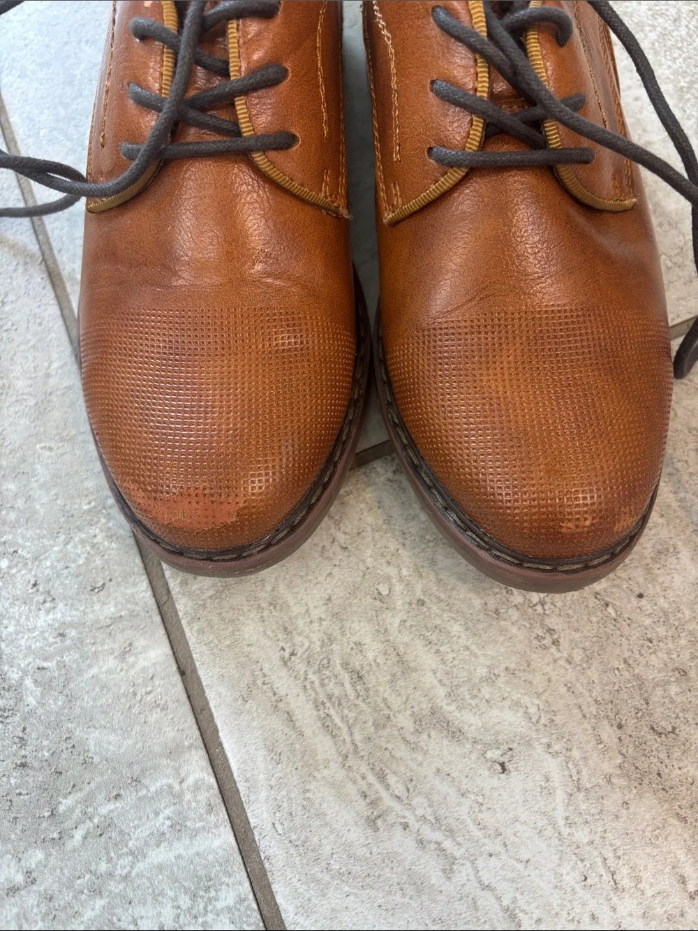 Brown oxford lace up style dress shoes